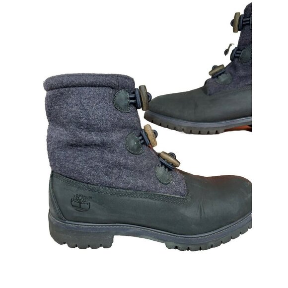 Timberland Navy Suede Wool Boots Round Toe Rubber Sole Toggle Closure Size 11M - Picture 3 of 15